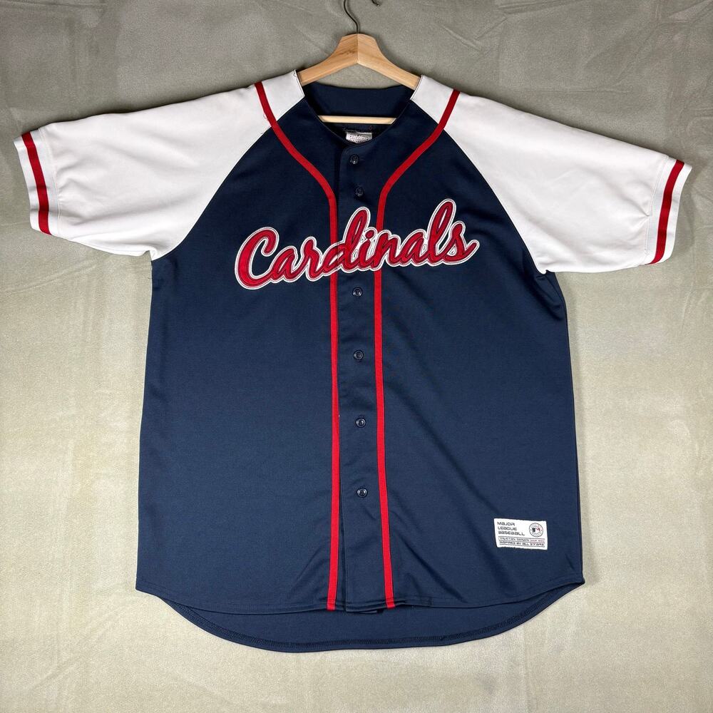 St Louis Cardinals Baseball‎ Jersey True Fan MLB Mens Large Blue Button Up